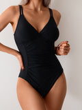 Women's One Piece Swimsuit Tummy Control Bathing Suit Plunge V Neck Swimwear