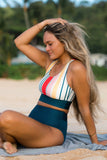 Striped Scoop Neck Sporty Bikini Set