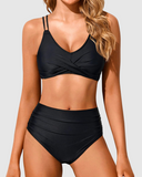 Women High Waisted Bikini Set Two Piece Swimsuits Push up Wrap Swim Suits Top Tummy Control Bathing Suit