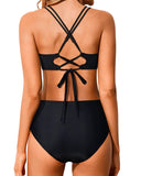 Women High Waisted Bikini Set Two Piece Swimsuits Push up Wrap Swim Suits Top Tummy Control Bathing Suit