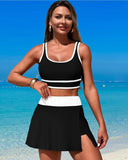 High Waisted Bikini Sets Tummy Control Swim Skirt Two Piece Swim Suit Tummy Control Color Block Bathing Suit