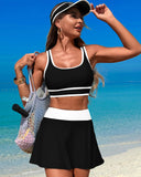 High Waisted Bikini Sets Tummy Control Swim Skirt Two Piece Swim Suit Tummy Control Color Block Bathing Suit