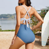 Women's One Piece Swimsuits Tummy Control Cutout High Waisted Bathing Suit Wrap Tie Back