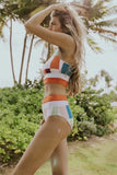 Multi-Colored Pixel Color block Bikini