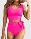 Two Piece High Waisted Swimsuits Women Tummy Control Bikini Modest Bathing Suit