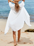 White Solid Color Long Sun-proof Cardigan Cover Up