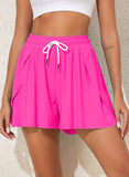 Pink Solid Color Simple Versatile High Waist Swim Short