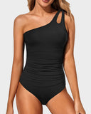 One Shoulder One Piece Swimsuit for Women Tummy Control Bathing Suits