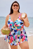 Colorful Block Knot Front Adjustable Strap Swimdress DGPS1510
